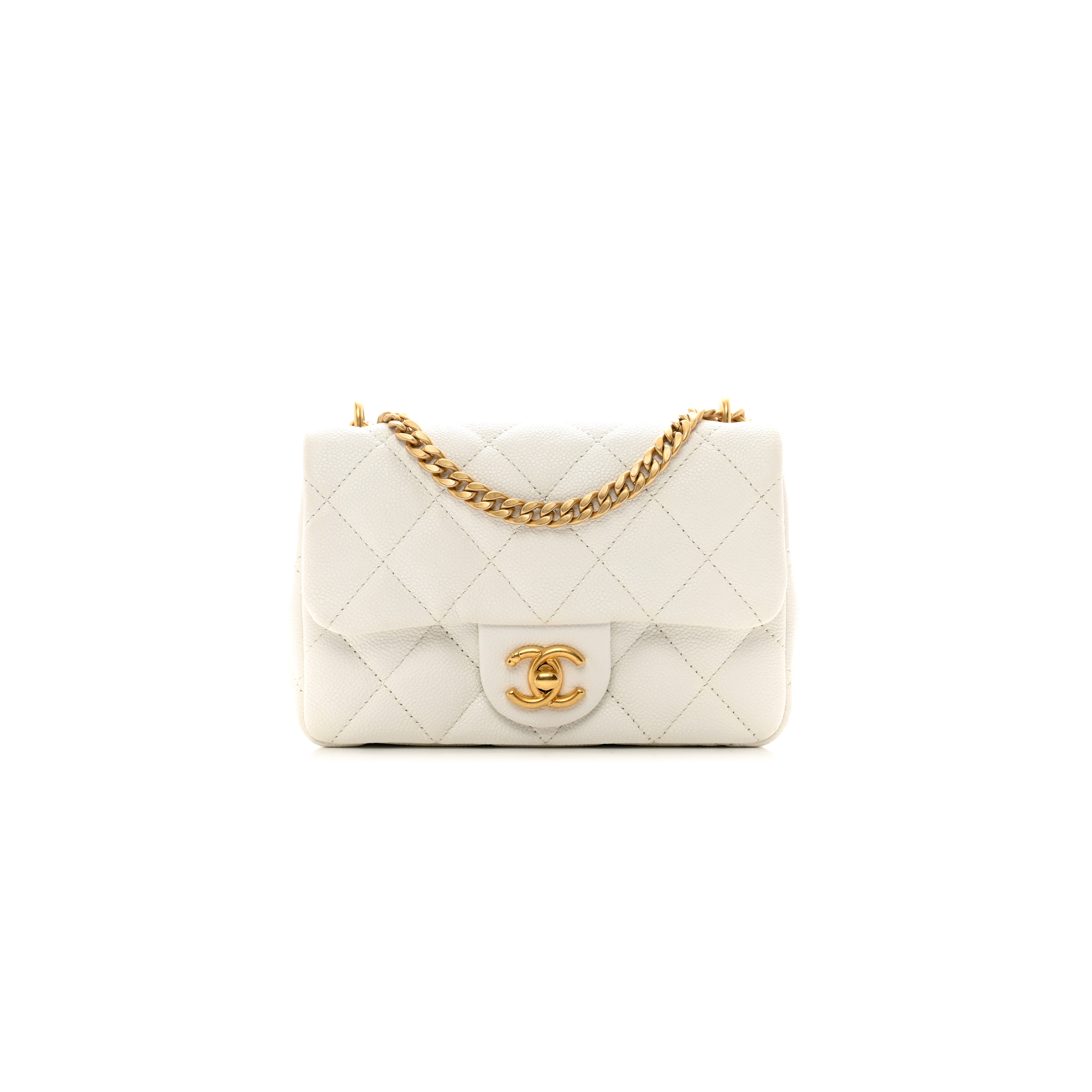 CHANEL MASTER HEART BUCKLE FLAP BAG WHITE MEDIUM (20*14*8cm)